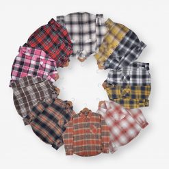 Kemeja Flannel SHN Plaid Long Sleeve Shirt